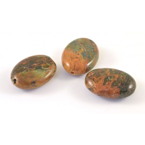 Bille ovale pierre semi précieuse Calcédoine brun et vert